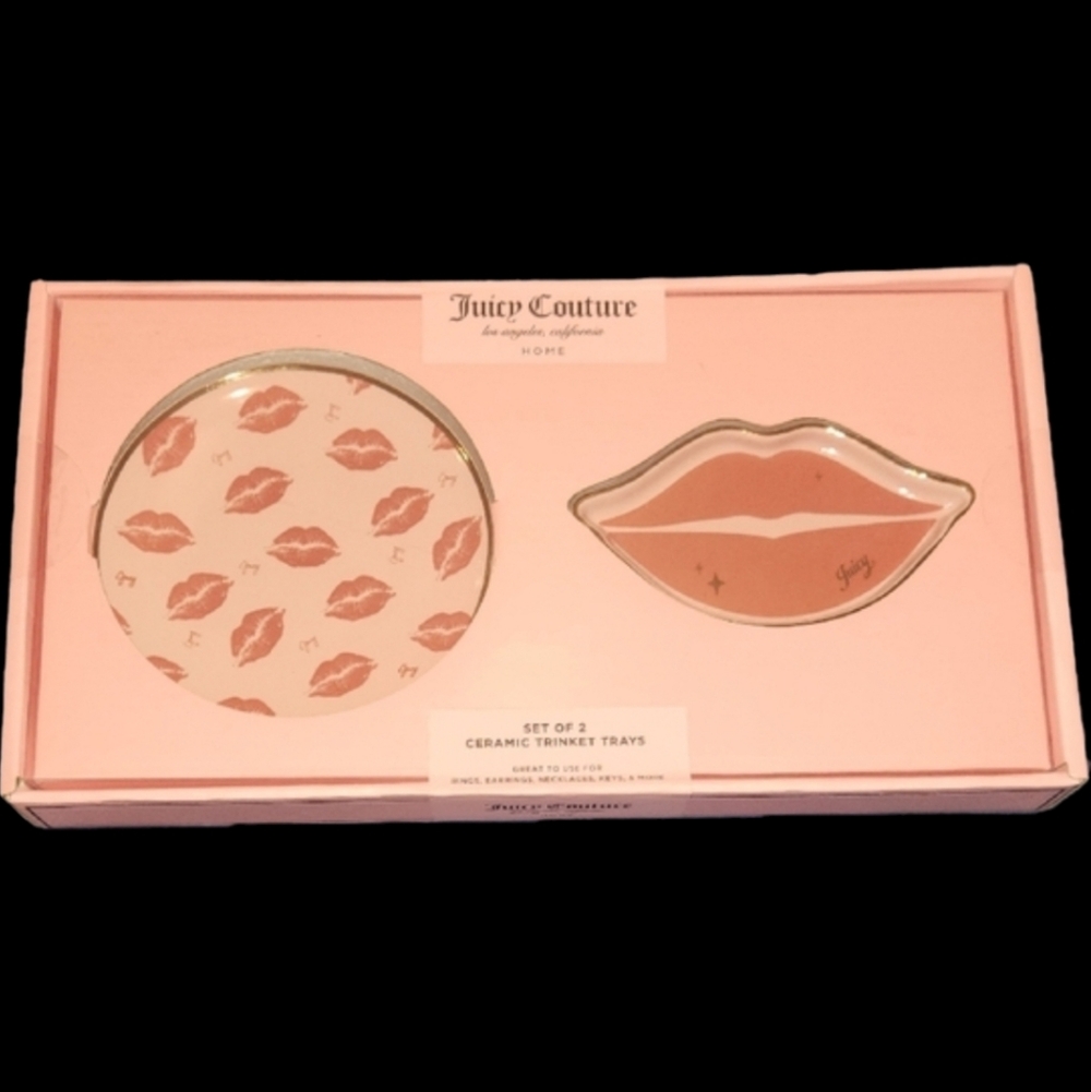 Juicy Couture Lip-Shaped Ceramic Tray Set - Coral